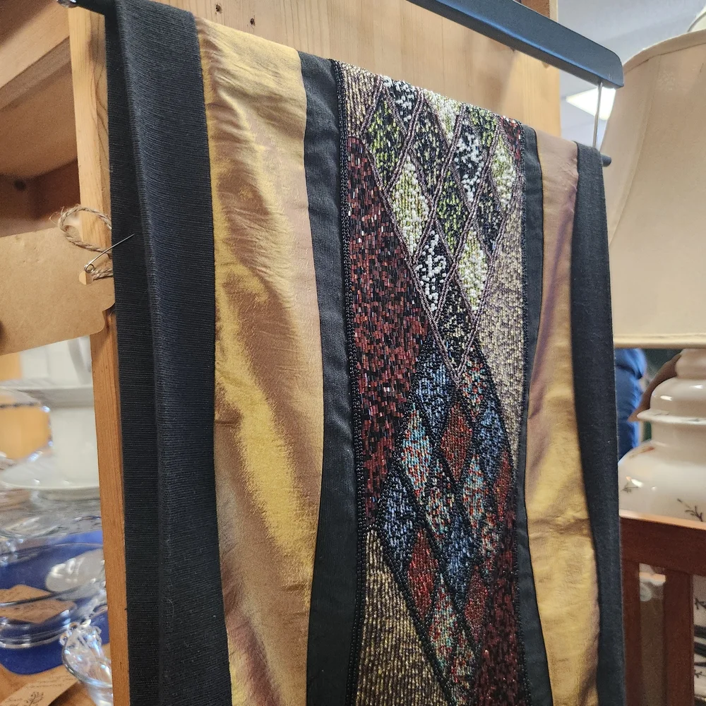 Pink and Black Quilted Table Runner with Diamond Patchwork